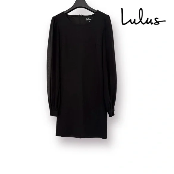 Lulu’s Long Sheer Sleeves Black Dress - Picture 3 of 9